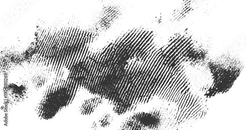 Detailed black fingerprint texture with granular speckles on a white background