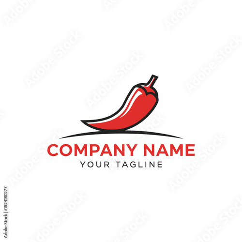 Red Chili Pepper Logo Design for Food Business.
