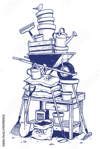 Garden Essentials Stacked Illustration