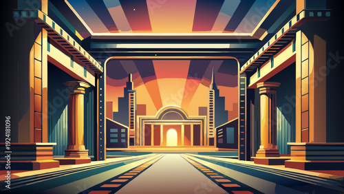 Very beautiful empty retro film frame in vintage golden style isolated on dark background symbolizing classic cinema elegance and timeless movie storytelling tradition.
