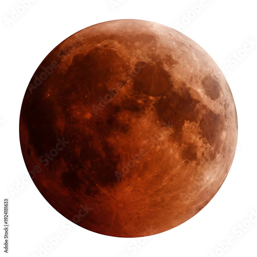Blood Moon Lunar Eclipse Red Orb Celestial Body isolated on transparent background