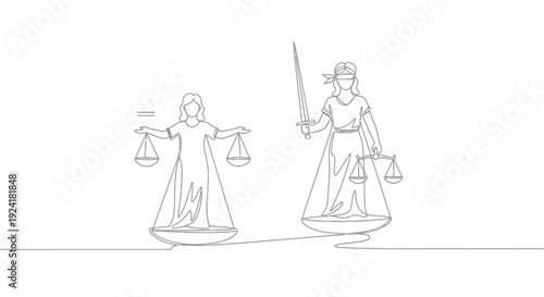 Lady Justice and Scales of Justice, Blindfolded Woman with Sword and Balance