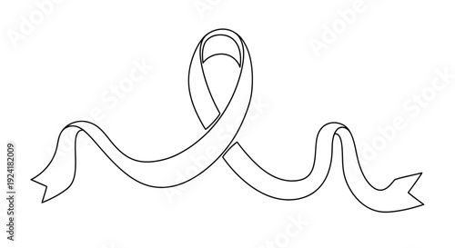 Awareness Ribbon Outline with Flowing Tails - Cancer Support Symbol