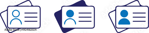 id card badge identification sign flat bule line icon set vector illustration 