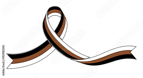 Awareness Ribbon Brown White Black Colors - Support Symbol
