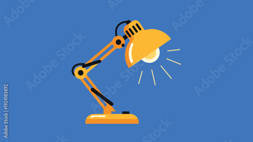 Adjustable yellow desk lamp icon providing bright light for office, study, and workspace lighting concept illustrations.