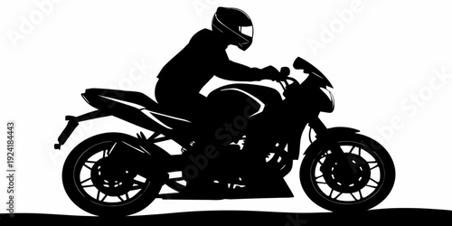Sportbike Rider Silhouette Vector Illustration - Professional Motorcycle Racing Graphic
