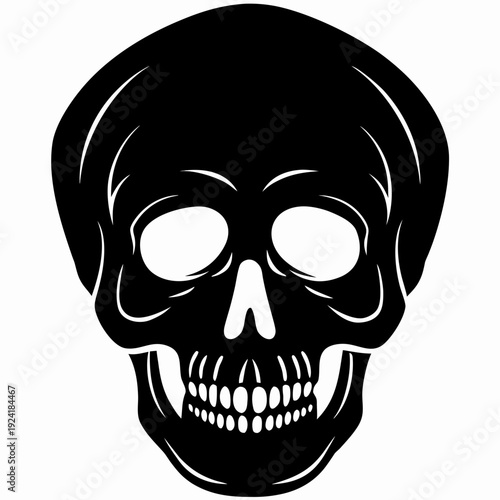 Human Skull Silhouette Vector Illustration - Edgy Gothic Horror Graphic