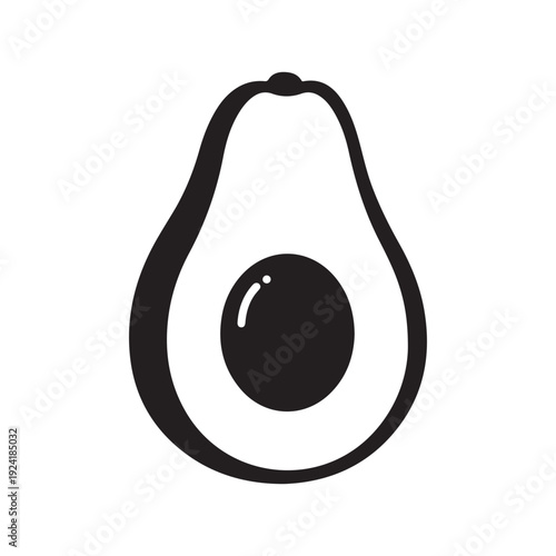 Avocado half with pit  simple illustration  fruit icon  healthy food  vegan symbol