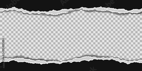Torn paper edges on a transparent checkered background illustration