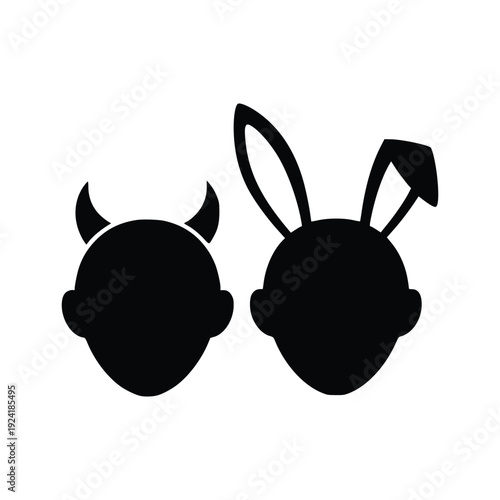 Devil Horns and Bunny Ears Mask Silhouettes for Party and Halloween Theme
