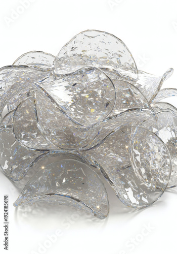 Transparent glass potato chips surreal snack concept