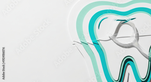 Dental tools representing dental hygiene awareness with a clean design for Dental Day poster, with copy space.