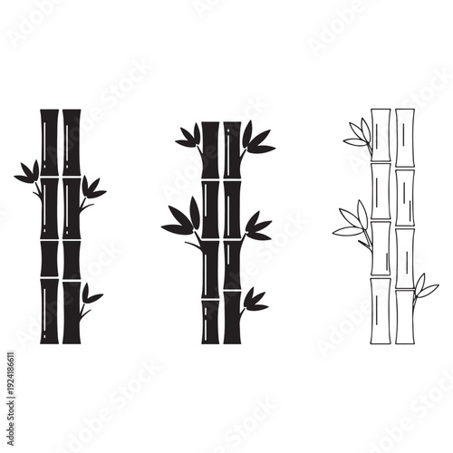 Bamboo plant icons in different styles and colors  bamboo  plants  nature  green  leaves  trees  tropical  forest  foliage  eco  sustainability  organic  growth  botany  illustration