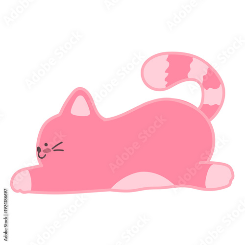 Cute pink cat cartoon PNG illustration. Perfect for nursery art, kids designs, stickers, planners, branding, merchandise, and adorable kawaii animal projects.