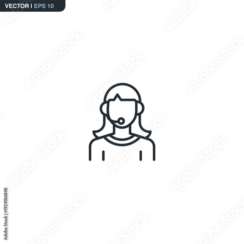 Customer service, linear style sign for mobile concept and web design