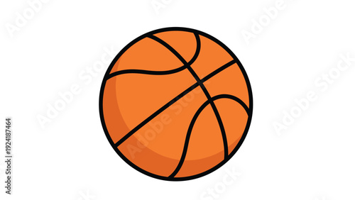Simple and clean illustration of an orange basketball with black lines is perfect for sports themed graphics and athletic designs.
