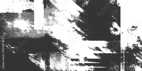 Abstract monochrome textured background with horizontal lines and scattered dots