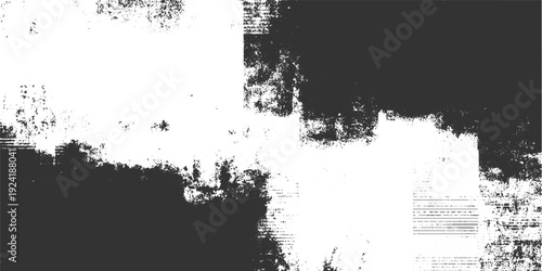 Black and white textured abstract background with rough edges and scattered dots grunge