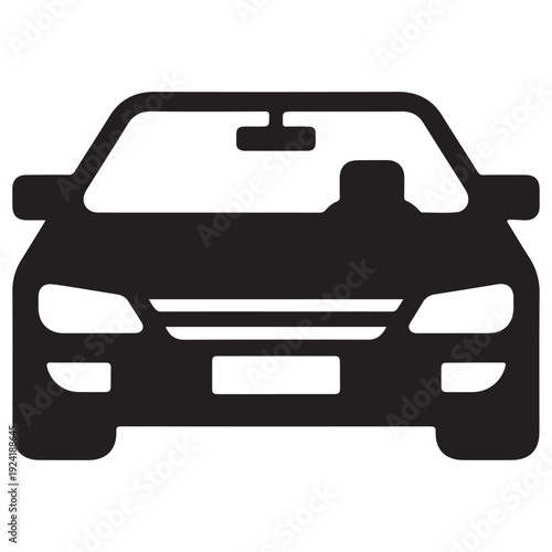 Car front view icon with driver silhouette vehicle