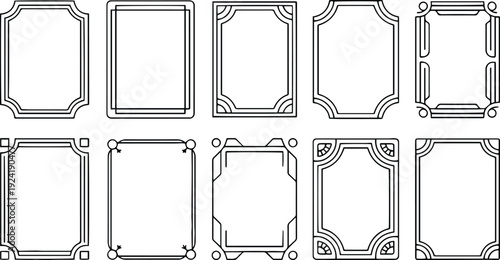 Vintage Decorative Frame Set with Retro Ornamental Borders and Elegant Flourish Design