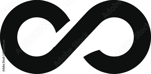 Black infinity symbol icon isolated on white background representing eternal loop unlimited possibilities mathematical sign and conceptual forever relationship longevity concept