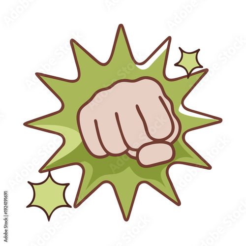 Illustration depicting the hand of a person closed, showing a closed or closed fist, punch. Ethnicities
