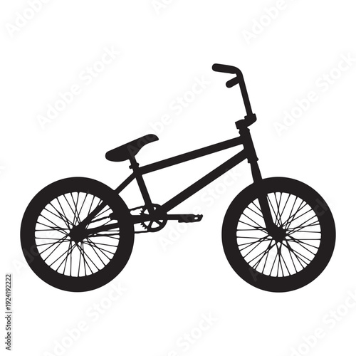 Black silhouette of a bicycle with two wheels and a seat  simple design  isolated on white background