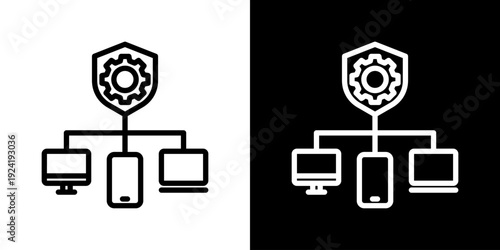Endpoint Protection Icon Set Vector Collection Isolated In Black And White