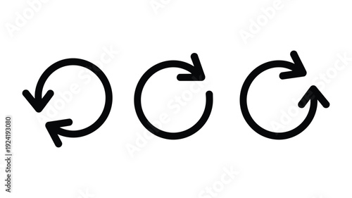 Circular arrow icons set for refresh reset and repeat process
