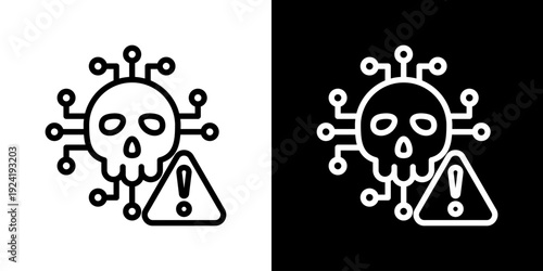 Cyberattack Icon Set Vector Collection Isolated In Black And White