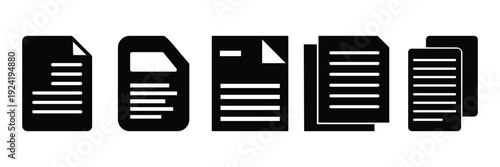 Document and paperwork line icon set. Business report, file management, content writing, and office documentation symbols isolated on white background.
