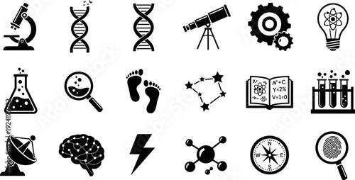 Science Discovery and Exploration Icon Set for Research and Education