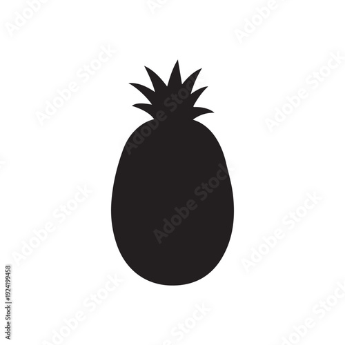 Pineapple fruit icon silhouette tropical symbol isolated on white background simple black shape