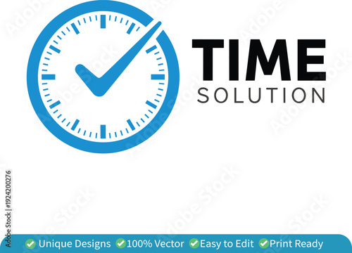 Time Clock Logo Vector – Modern Time Management & Business Productivity Branding Design