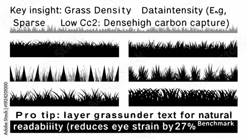 Visual representation of grass density carbon capture and benchmark data displayed in a layered graphic