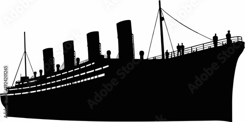 Vintage Ocean Liner Steamship Silhouette Vector