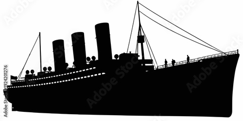 Vintage Ocean Liner Steamship Silhouette
