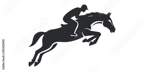 Equestrian Horse Jumping Silhouette Vector Illustration