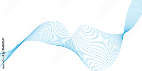  blue background with waves smooth flowing lines and halftone pattern on white background, Serene ocean waves gently thin parallel lines in gradient blue tones, intersecting and overlapping.