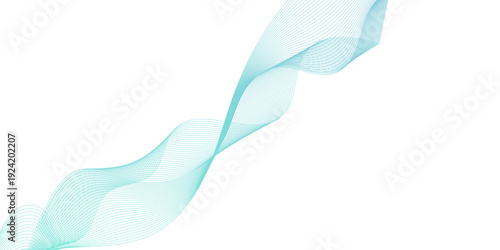 Green wave line abstract transparent vector background, with transparent layered curves on a clean white background, evoking a sense of motion and elegance with its smooth curves and vibrant energy.