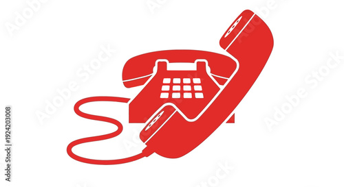 Red emergency symbol featuring a telephone handset and number display