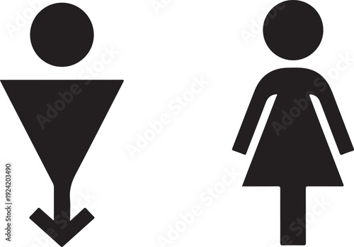 Man and woman symbols for restroom toilet facilities clean simple graphic design vector illustration isolated on white background flat icon