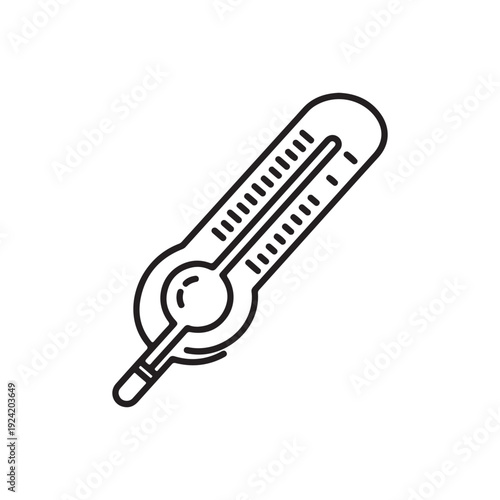 Thermometer icon line drawing  medical temperature gauge with markings  digital illustration