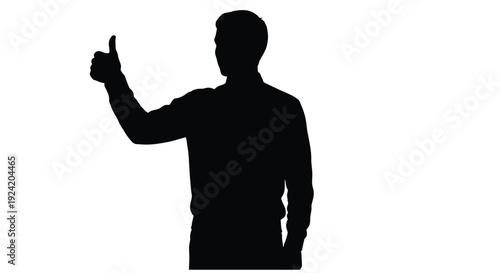 Silhouette of a man giving a thumbs up gesture against a white background