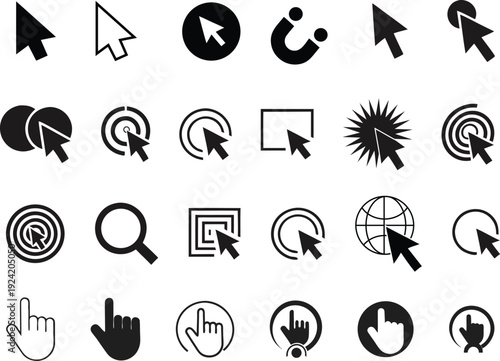 Collection of computer cursor and navigation icons