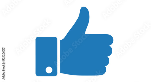 Blue thumbs up icon on a white background with vector graphic text