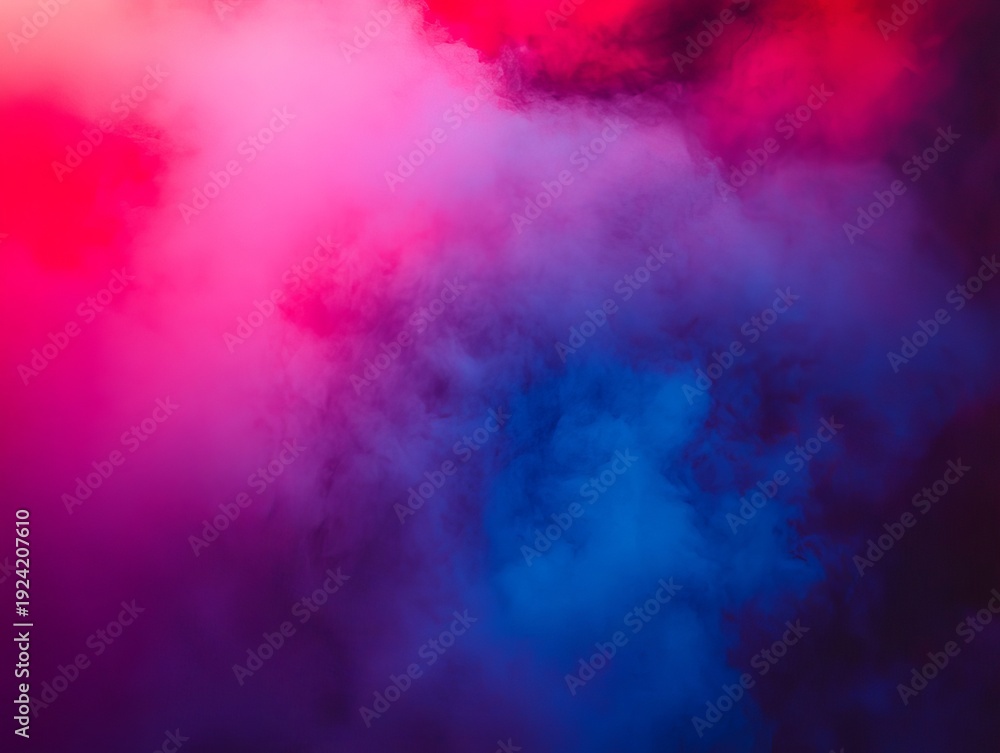 Fototapeta premium Smoky fog with bright red, blue, and purple colors. A striking and bold abstract background. 