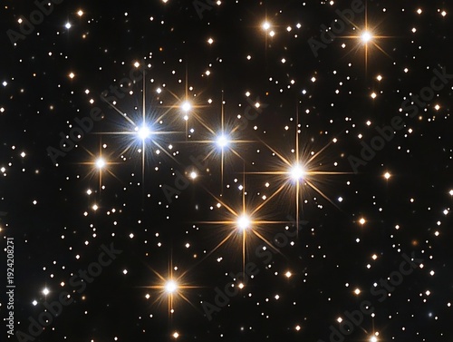 Stars shining in the dark night sky in our galaxy.
