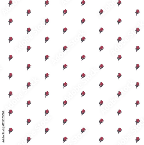 Decorative red floral pattern inspired by traditional Ukrainian Petrykivka painting. Perfect for packaging